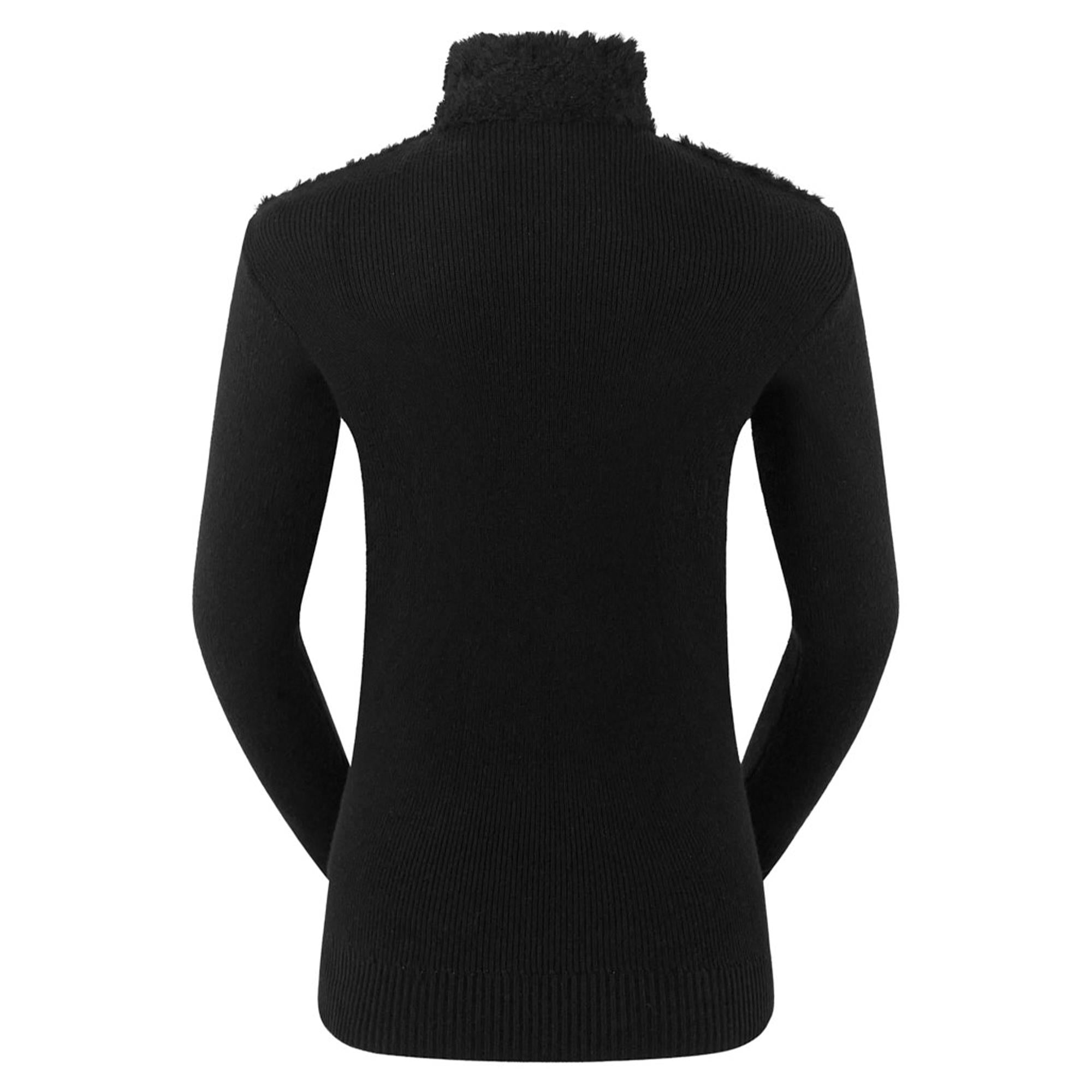 Pure Golf Ellisa Knitted Faux Fir Front Ladies Golf Mid Layer Black